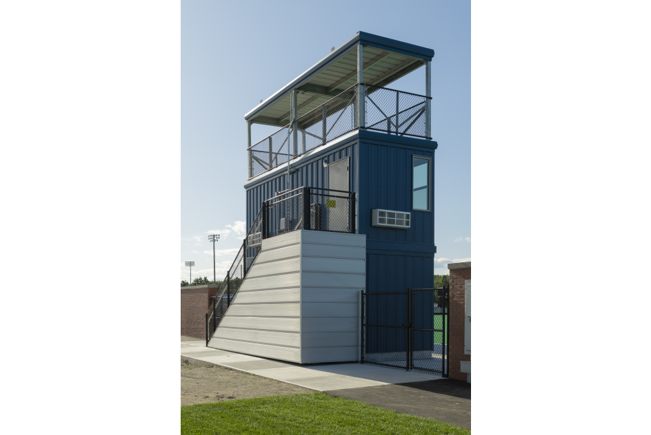 Stacked Pressbox over storage room, University of Maine in Orono, Maine