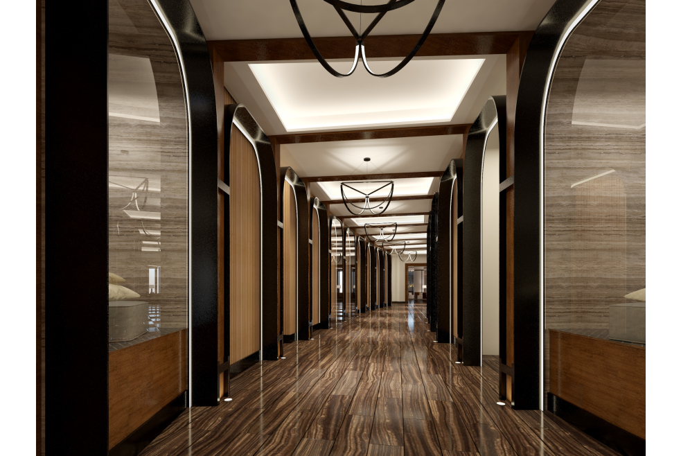 Rendering of Omni Hotel corridor