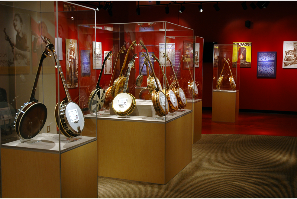 Display of banjos at Oklahoma City's American Banjo Museum
