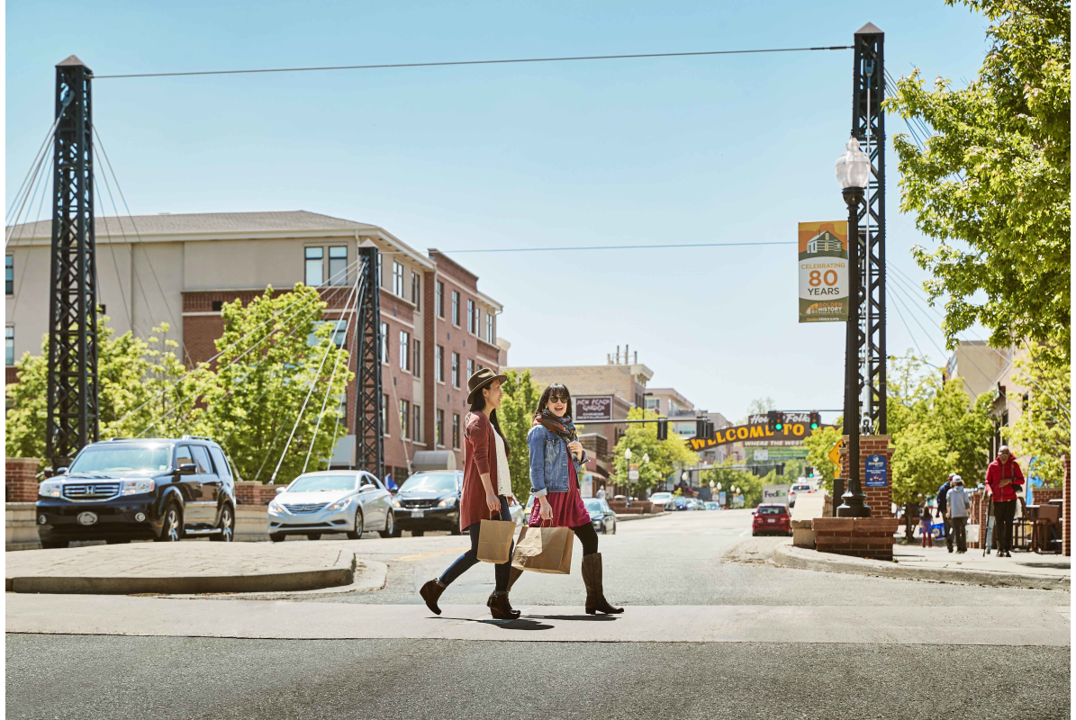 people shopping in downtown golden