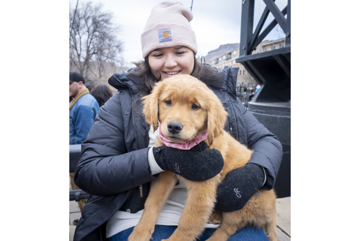 Rocky Mountain Pet Portraits a golden retriever puppy and their human