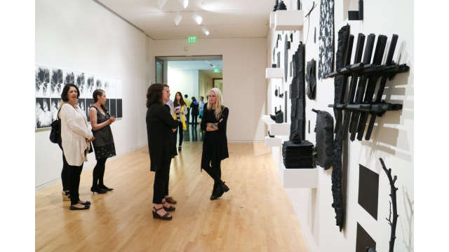 People viewing an Art display at the Georgia Museum of Art