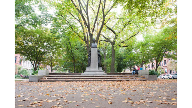 The Patrick Andrew Collins statue on the Commonwealth Avenue Mall