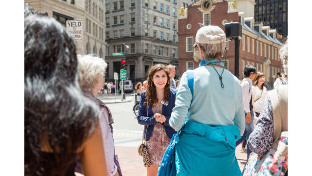 A tourguide with Boston by Foot shares history of the Old State House