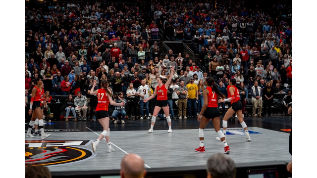 Columbus Fury volleyball team playing during game