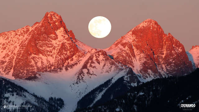 Pigeon and Turret Peak in Winter, North of Durango, CO