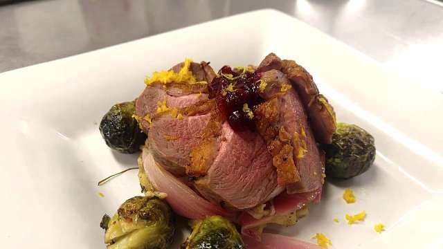 OBX Holiday Recipe | Pan-Seared Duck w/Roasted Brussels