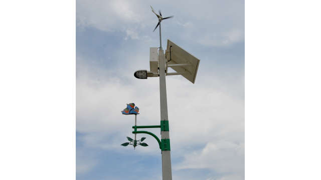 Photo of public artwork, painted buntings wind vane