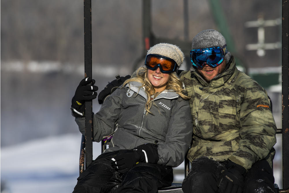 Ski Couple at The Mountain Top at Grand Geneva