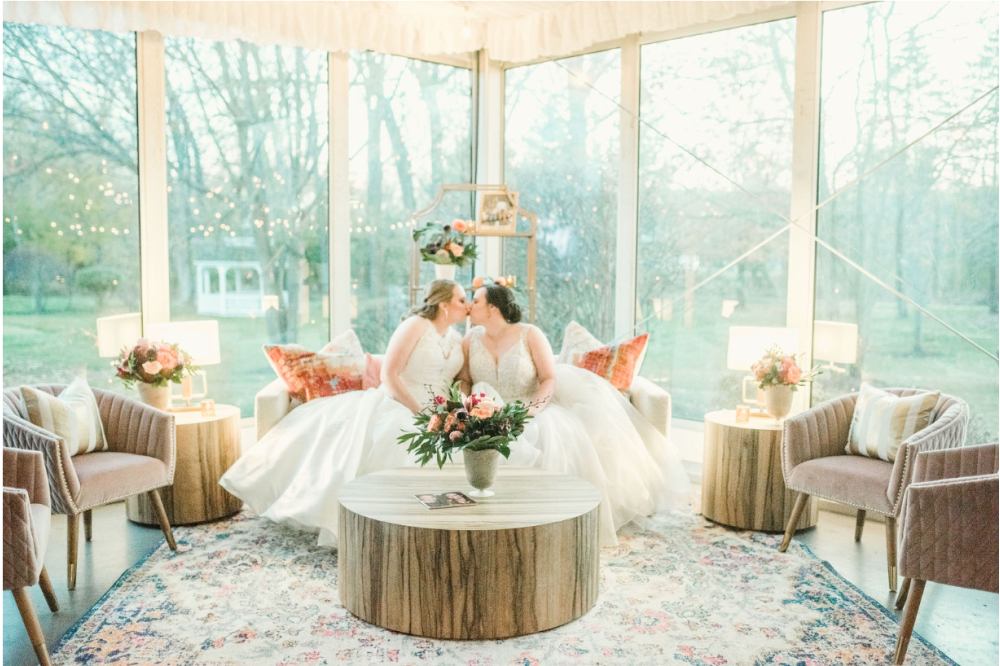 Wedding Couple in West Shore Pavion at The Abbey Resort