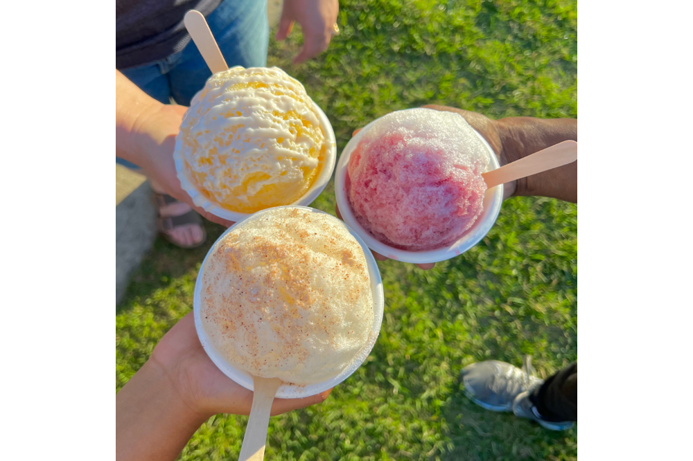 Family Enjoying Shave Ice