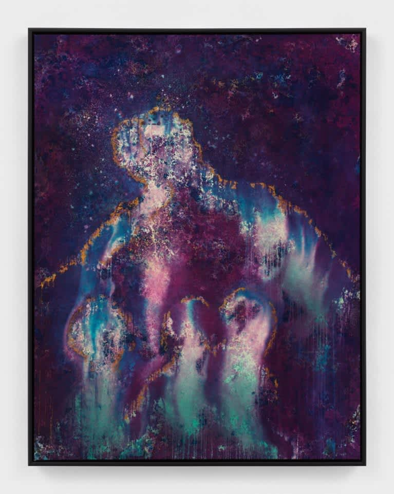 Alexis McGrigg, Portrayal of the Same, 2022, Procion dye and gold mica powder on canvas, 71 x 56 inches, Collection of the artist
