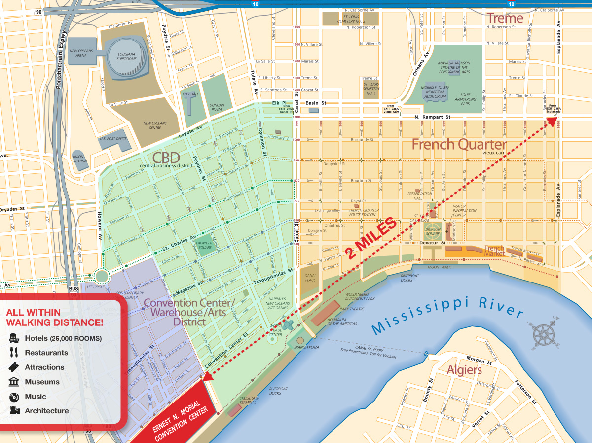 Walkable Downtown New Orleans Map
