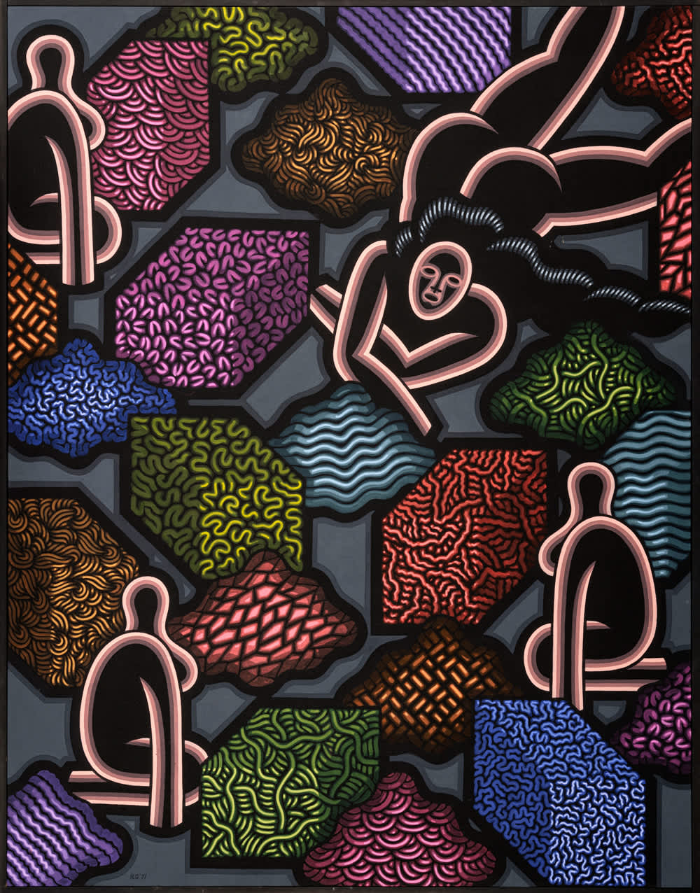 Robert Gordy, Rimbaud's Dream #2, 1971. Acrylic on canvas, 82 x 64 inches. Collection of New Orleans Museum of Art, 71.23. © The Estate of Robert Gordy.