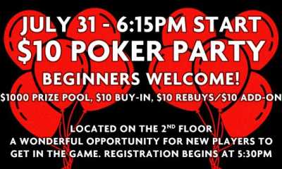 $10 POKER PARTY - WELCOME BEGINNERS JULY 31