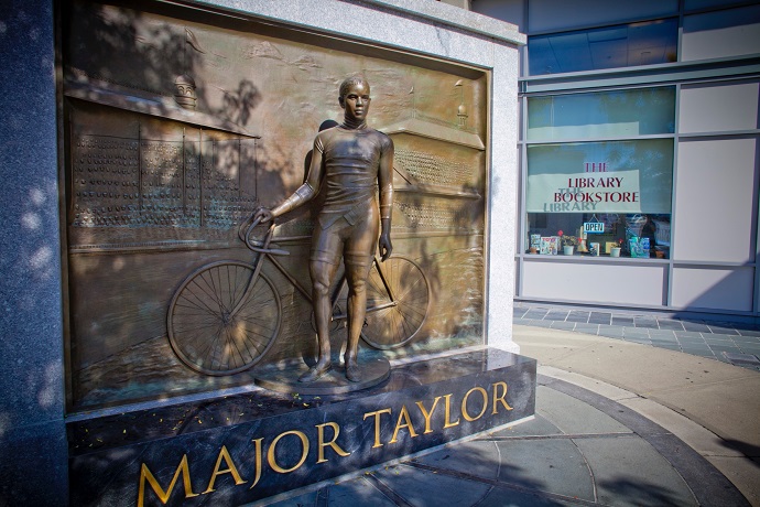 Major Taylor Statue  Worcester Public Library