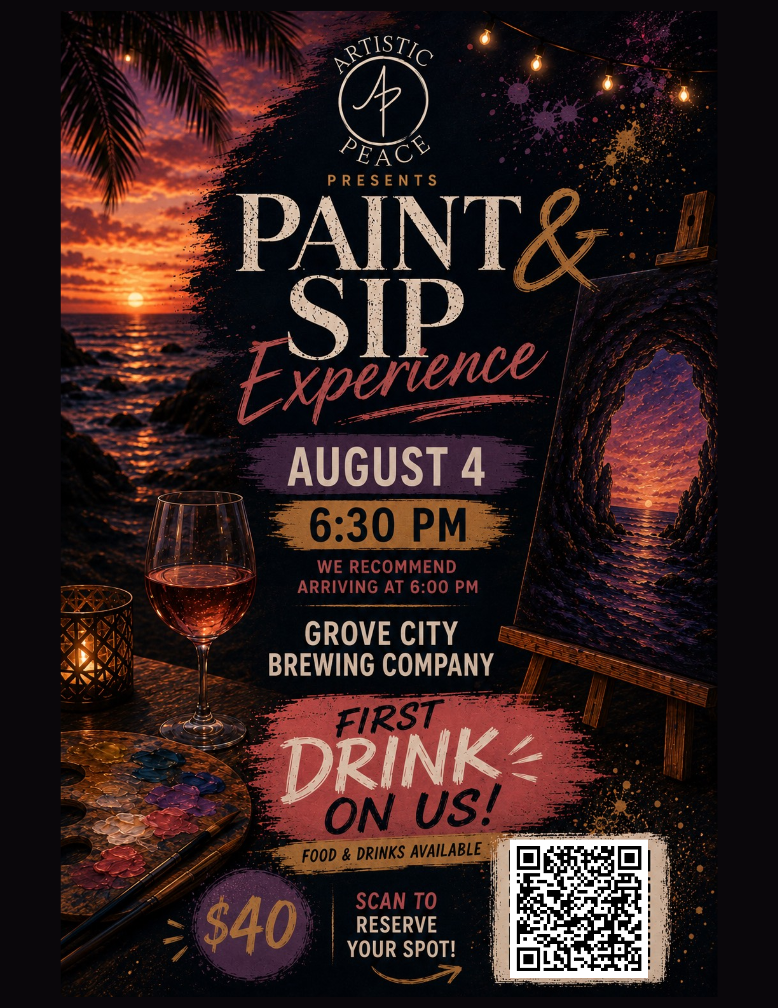 Paint & Sip Experience at Grove City Brewing Co. | August 4