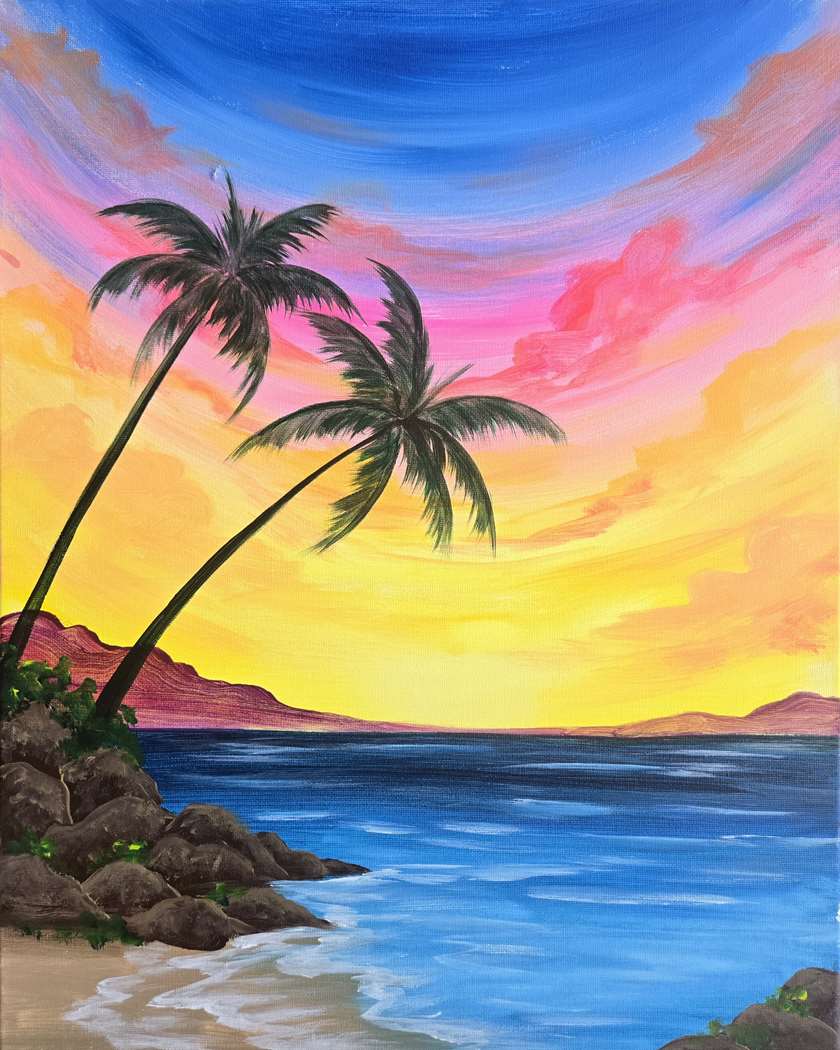 🎨 Paint and Sip: Aloha Afterglow 🌴🌅✨