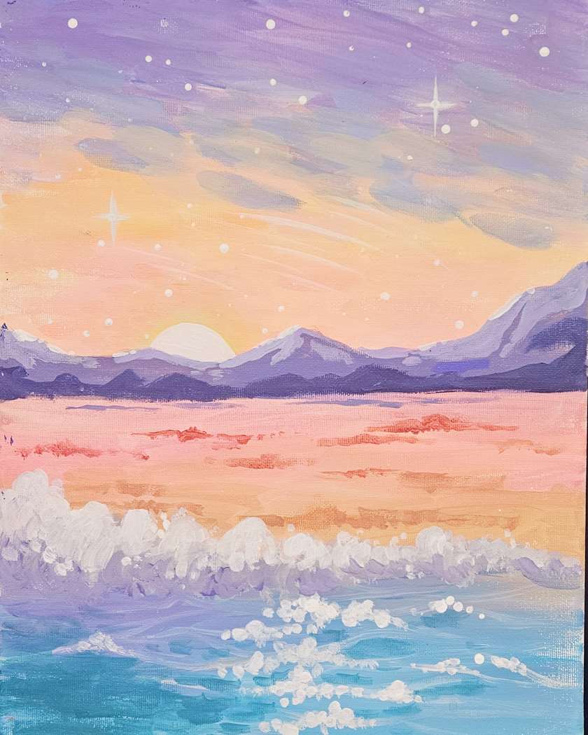 🌊🩷 Paint and Sip: Cream Soda Cove 🌅✨