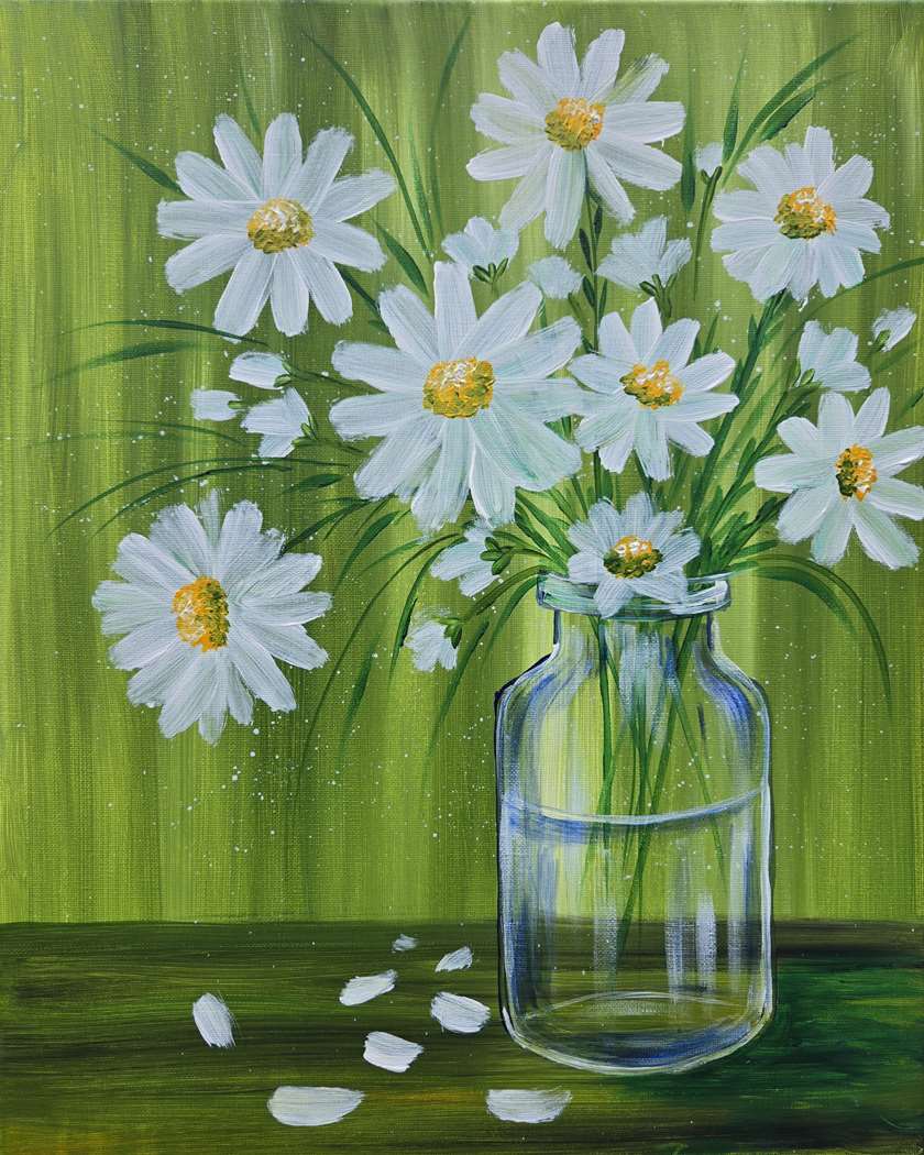 🎨🥤🌼 Paint and Sip: Delightful Daisies 🌿✨