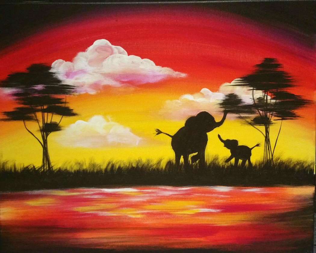 🐘🌅 Paint and Sip: Elephant Safari 🎨✨