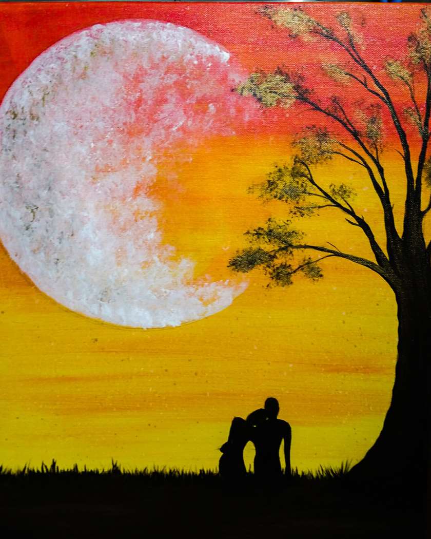 🌙💕 Paint and Sip: Moonlit Love Story ✨🎨
