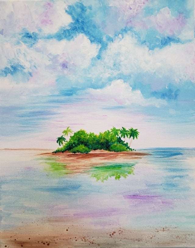 🏝️🌺 Paint and Sip: Oasis Island 🌅🎨