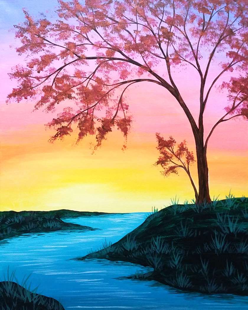 🌸🌊 Paint and Sip: Redbud River 🎨✨