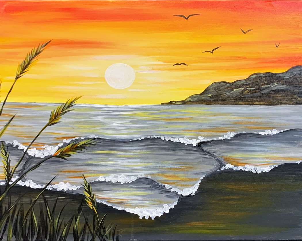 🌊☀️ Paint and Sip: Sunny Side Shoreline ☀️🌊