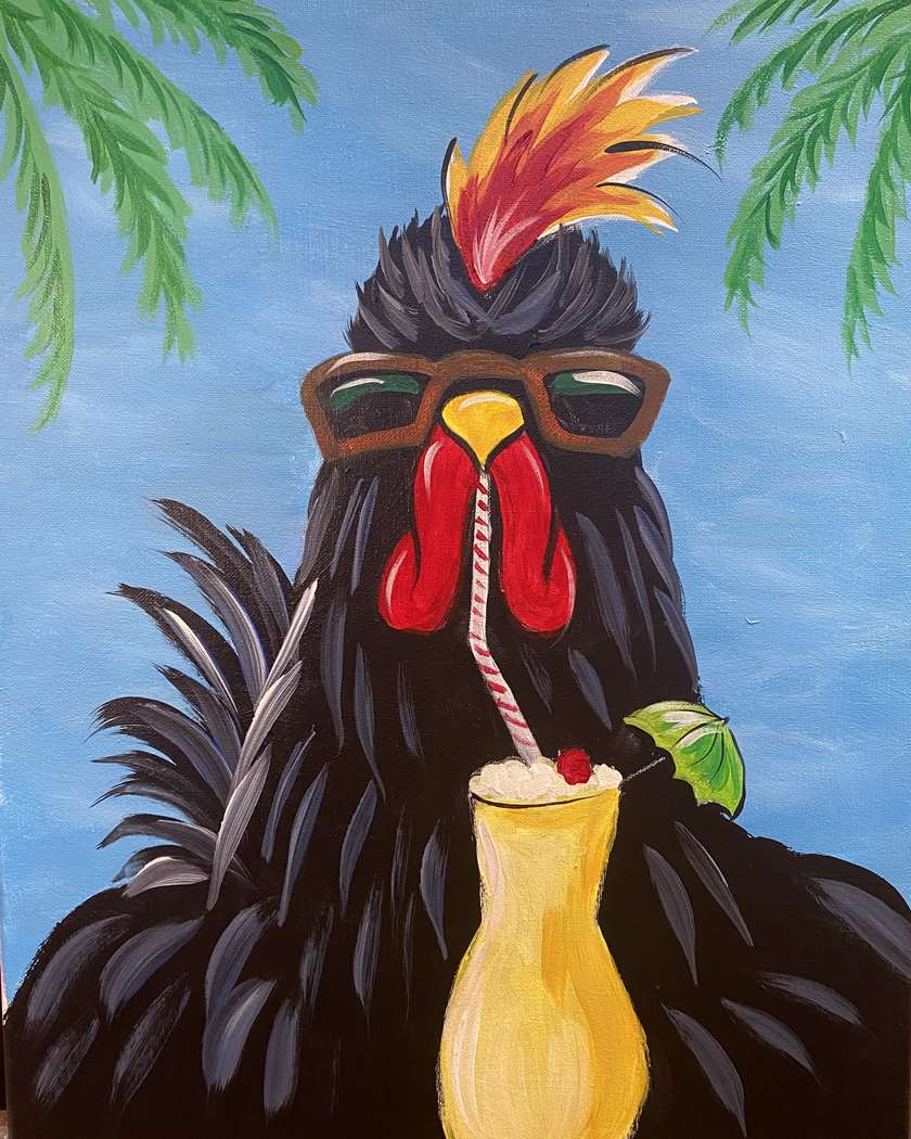 🎨 Paint and Sip: Vacation Rooster 🐓🌴✨