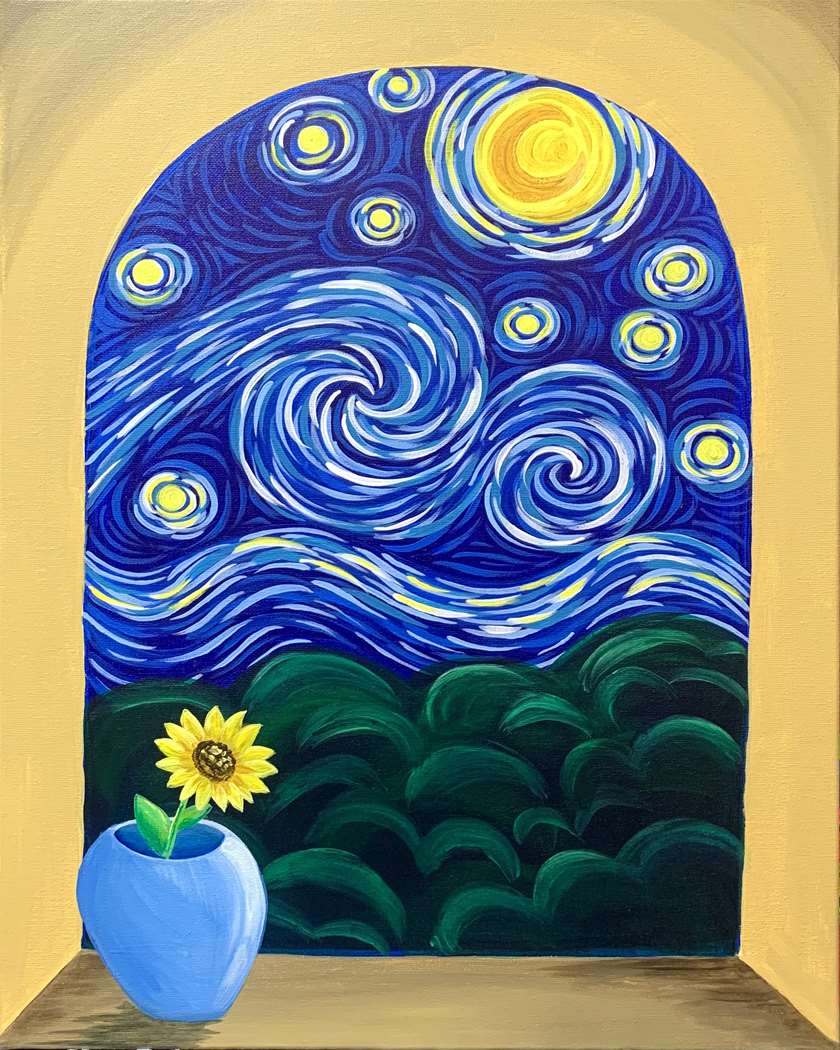 🎨 Paint and Sip: Van Gogh's View 🌻🌌✨