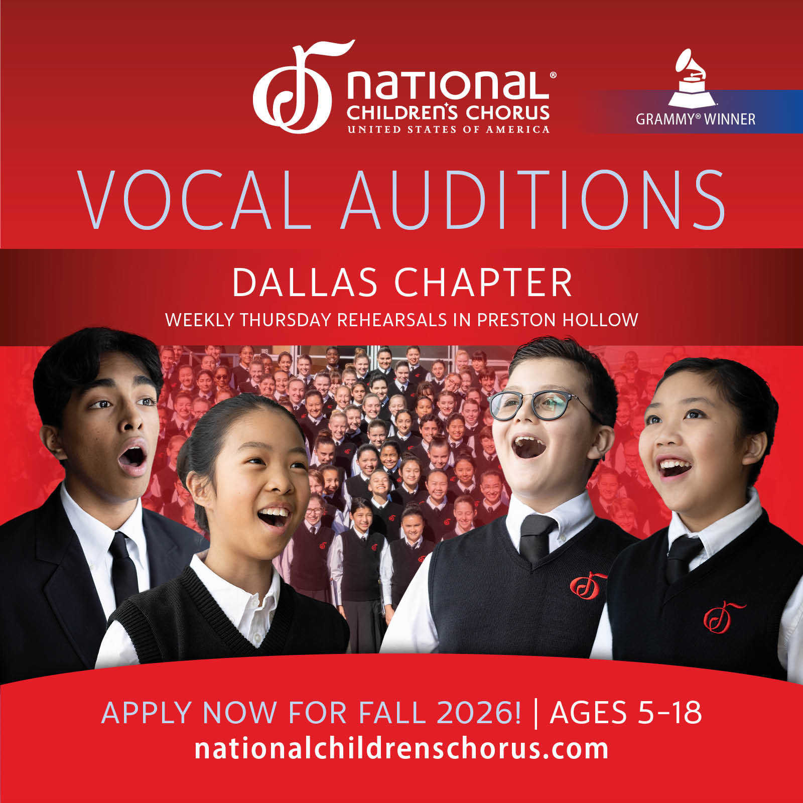 Audition for the National Children’s Chorus Dallas Chapter