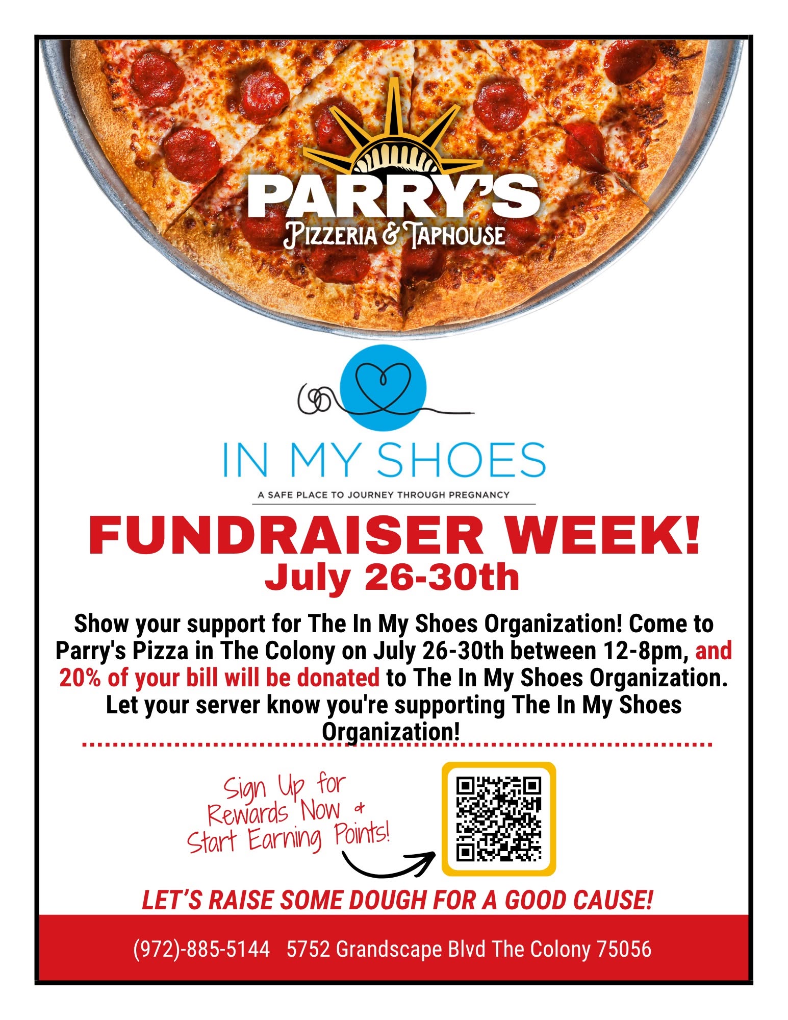 Parry's Pizza Giveback Week Benefitting In My Shoes