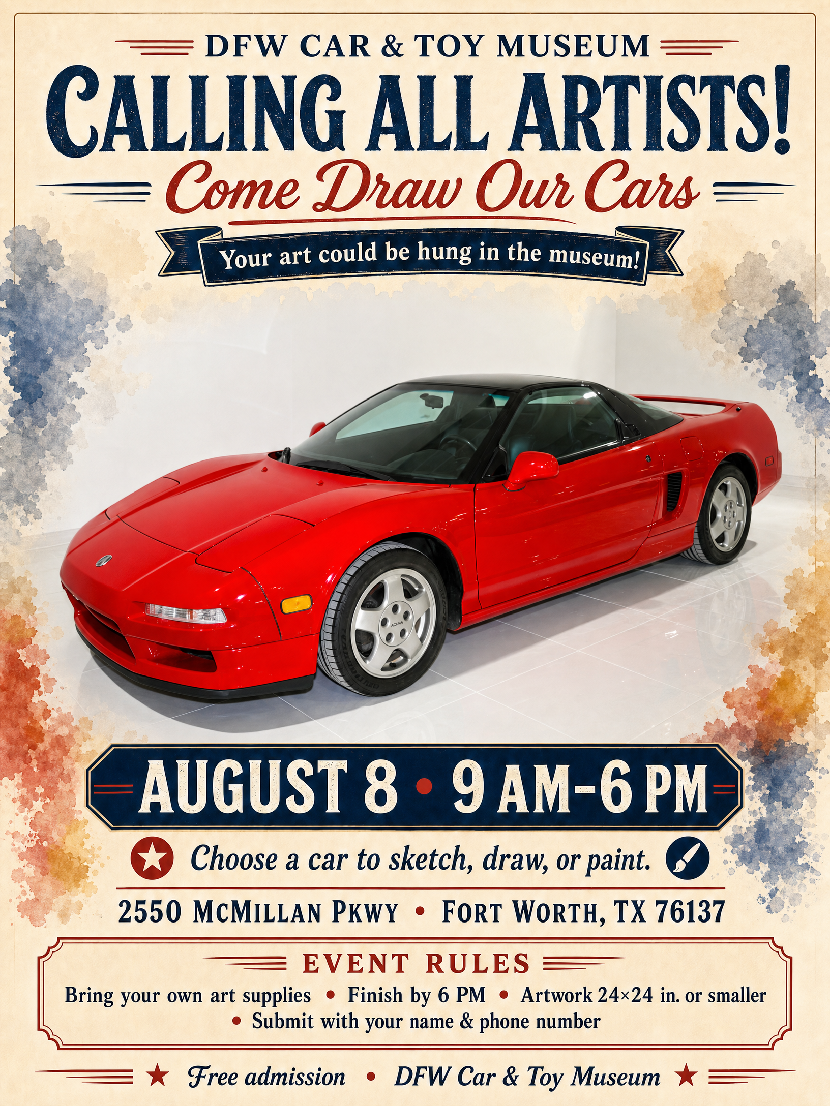 Calling All Artists and Car Lovers! Your next masterpiece could become part of the DFW Car & Toy Museum!