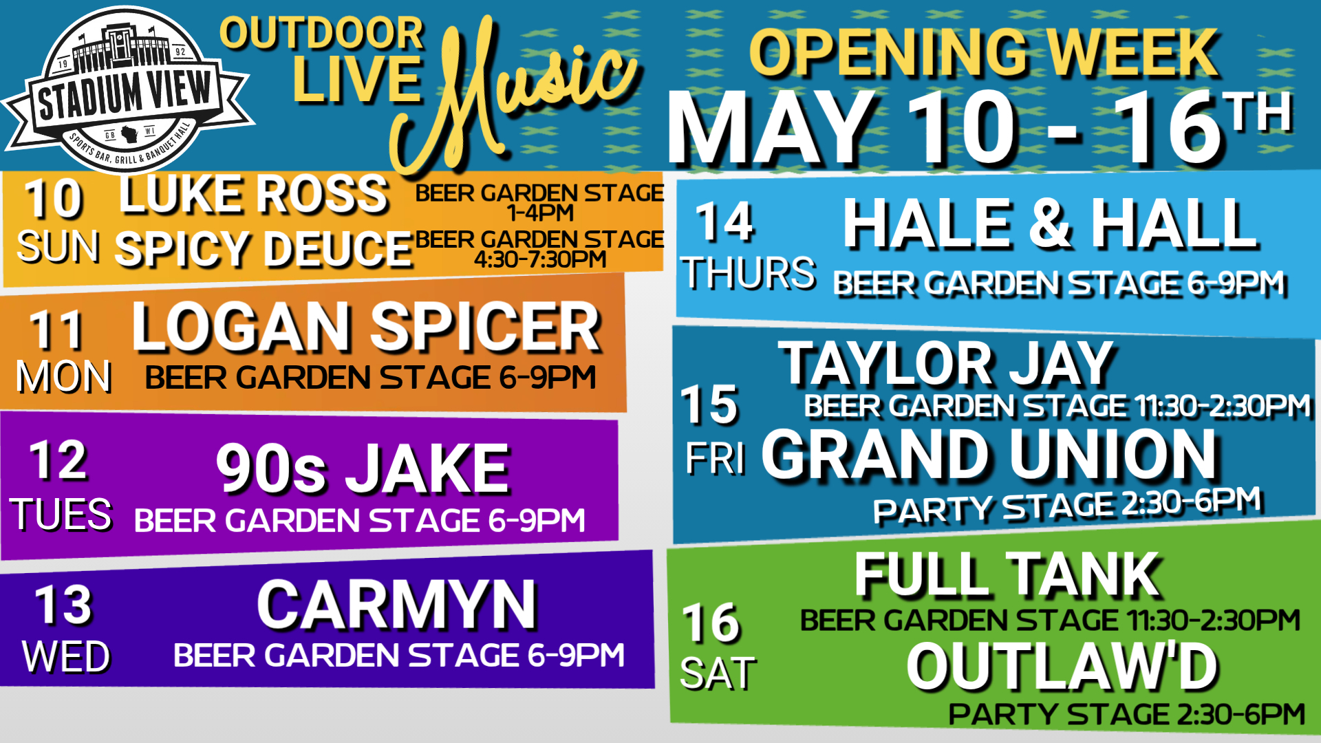 Opening Week of Live Music @ Stadium View