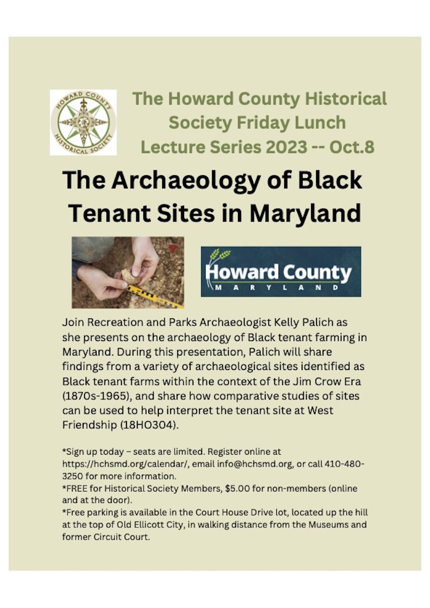 The Archaeology of Black Tenant Sites in Maryland | Ellicott City, MD 21043