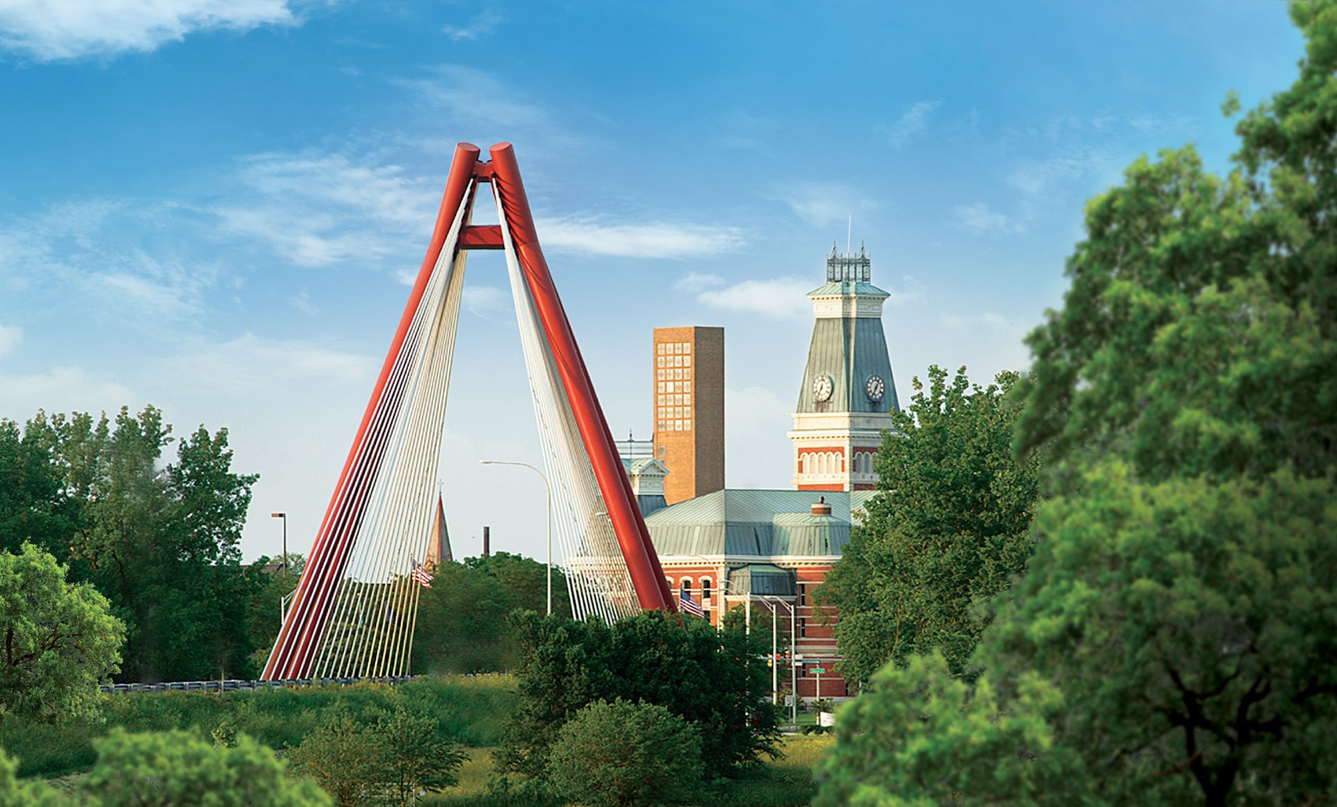 Columbus Indiana — the downtown skyline and bridge