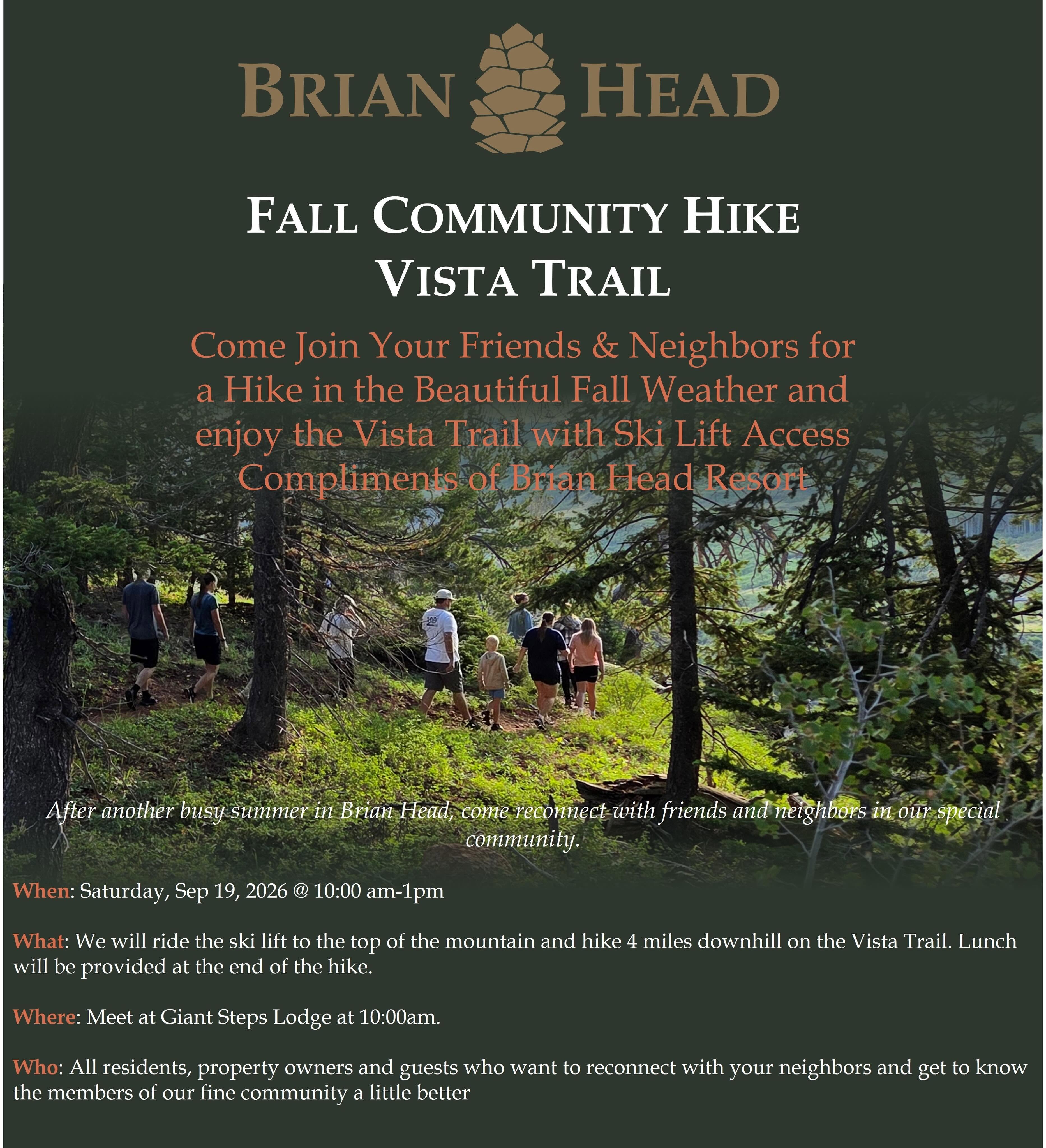 Brain Head Fall Community Hike - Vista Trail