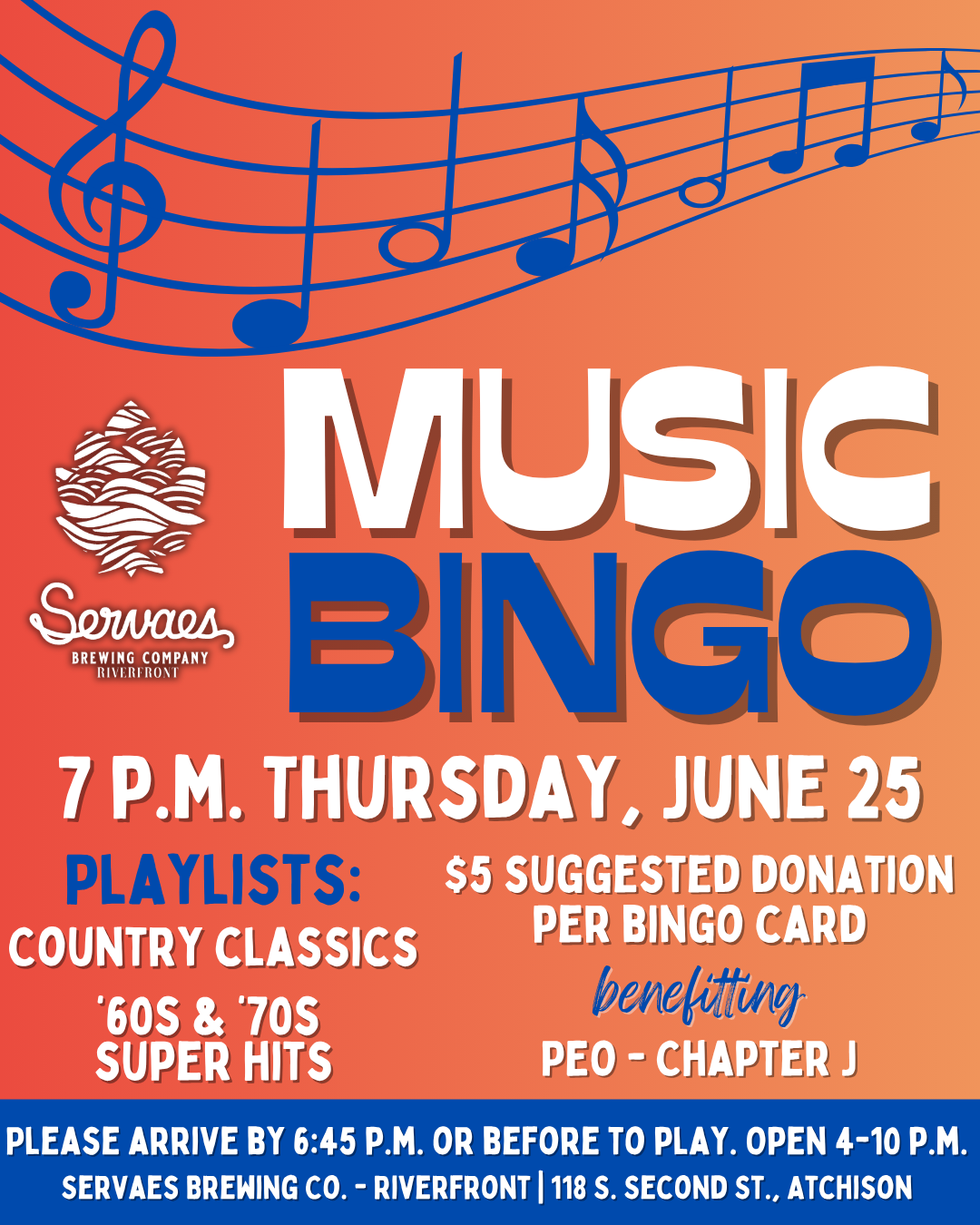 Music Bingo, Benefiting PEO - Chapter J - Atchison KS, 66002