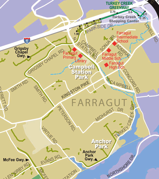 Map Of Farragut Tn Turkey Creek Greenway