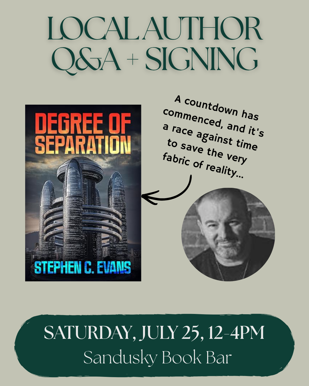 Book Bar Author Event: DEGREE OF SEPARATION by Stephen C. Evans