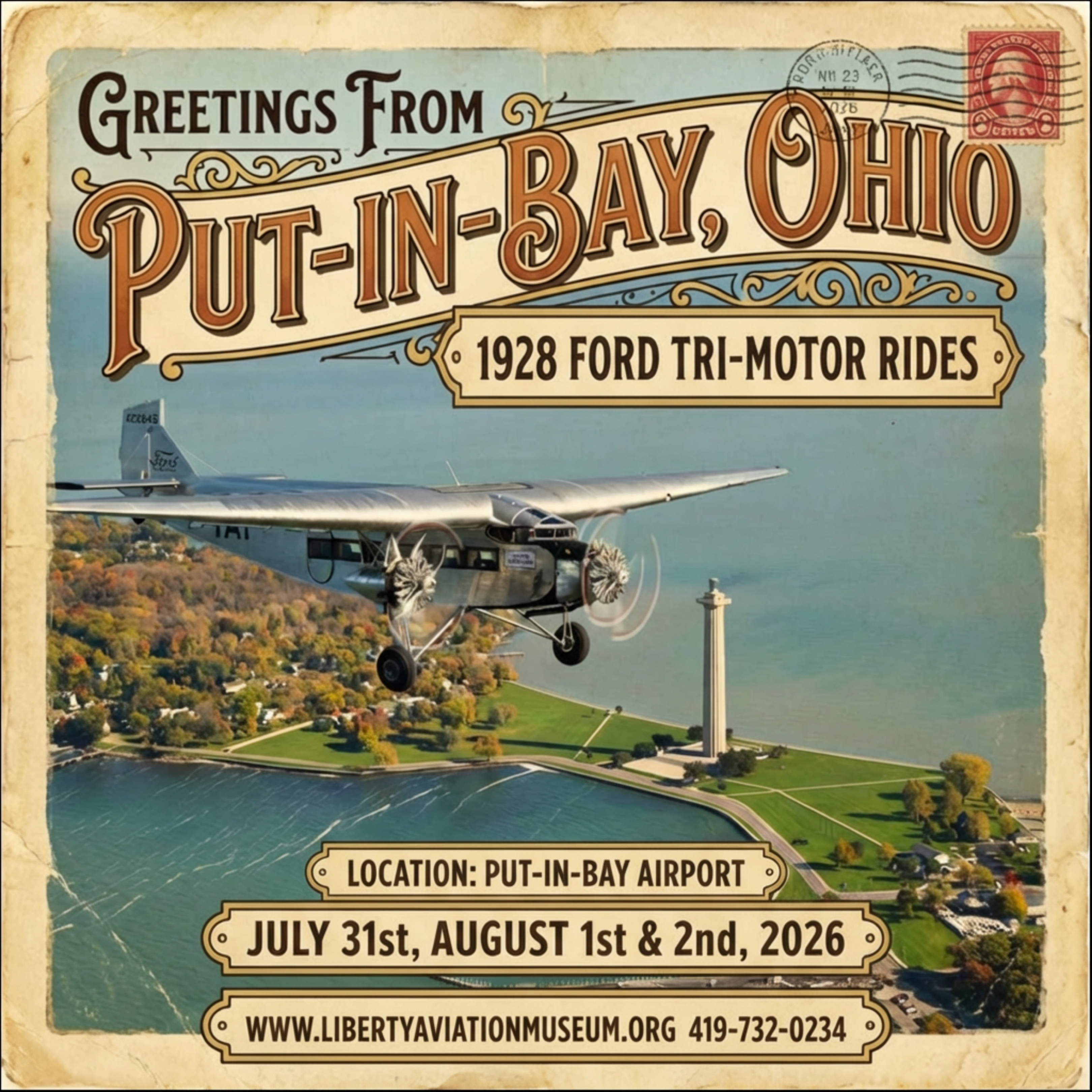 1928 Ford Tri-Motor Airplane Rides at Put-in-Bay! July 31st, August 1st & 2nd, 2026
