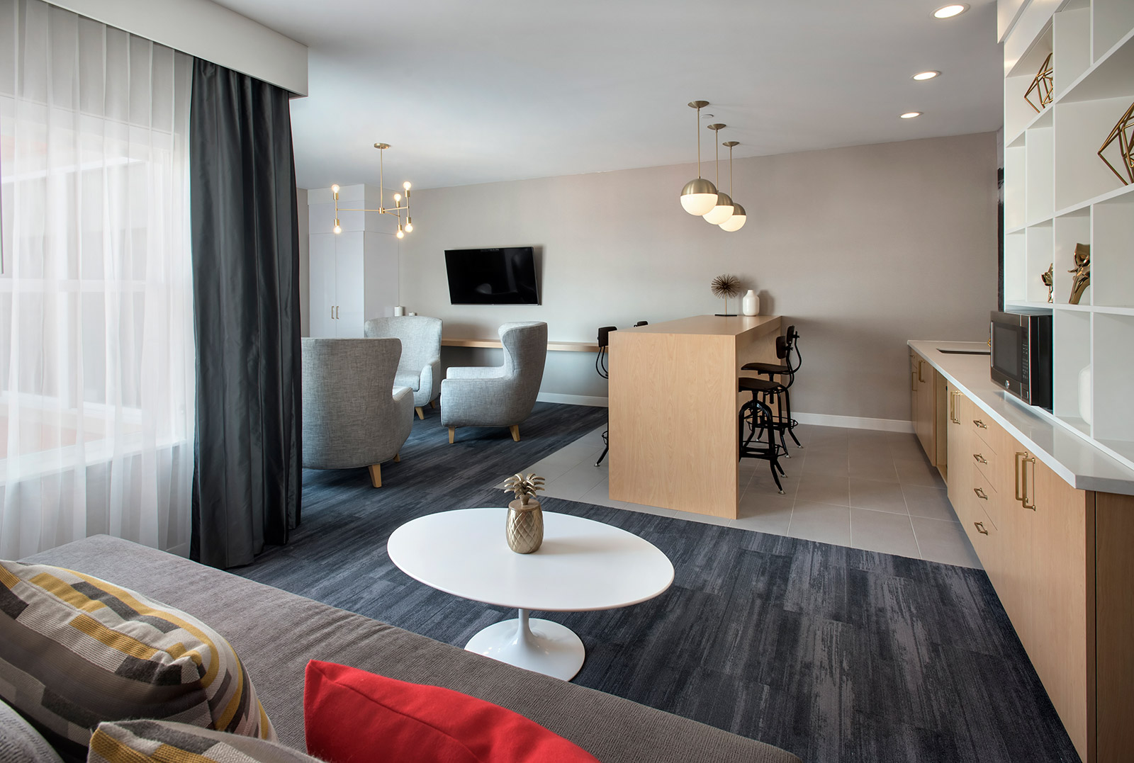 Executive Suite - At the Residence Inn Long Island East End, we carefully appointed our Executive Suite to provide everything you need for balance, harmony, and relaxation. The Executive Suite features a comfortable living area with stylish furnishings, perfect for relaxing day or night.