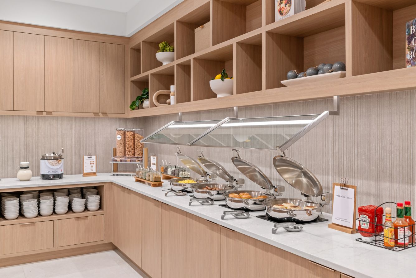 Breakfast Nook - Our welcoming breakfast area offers a bright and modern setup featuring a variety or hot and cold options served buffet- style.
