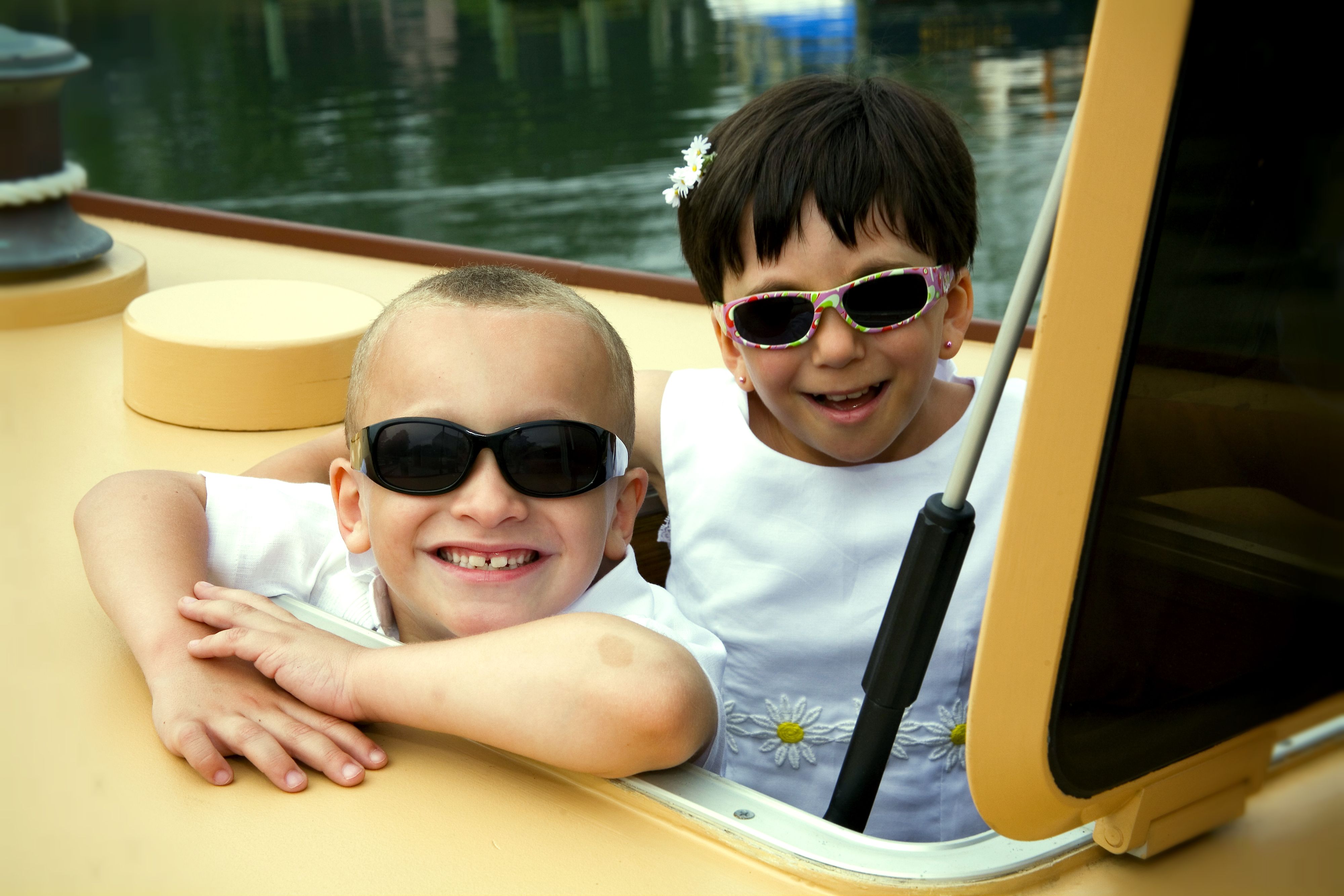 Kids on the boat for a family friendly cruise
