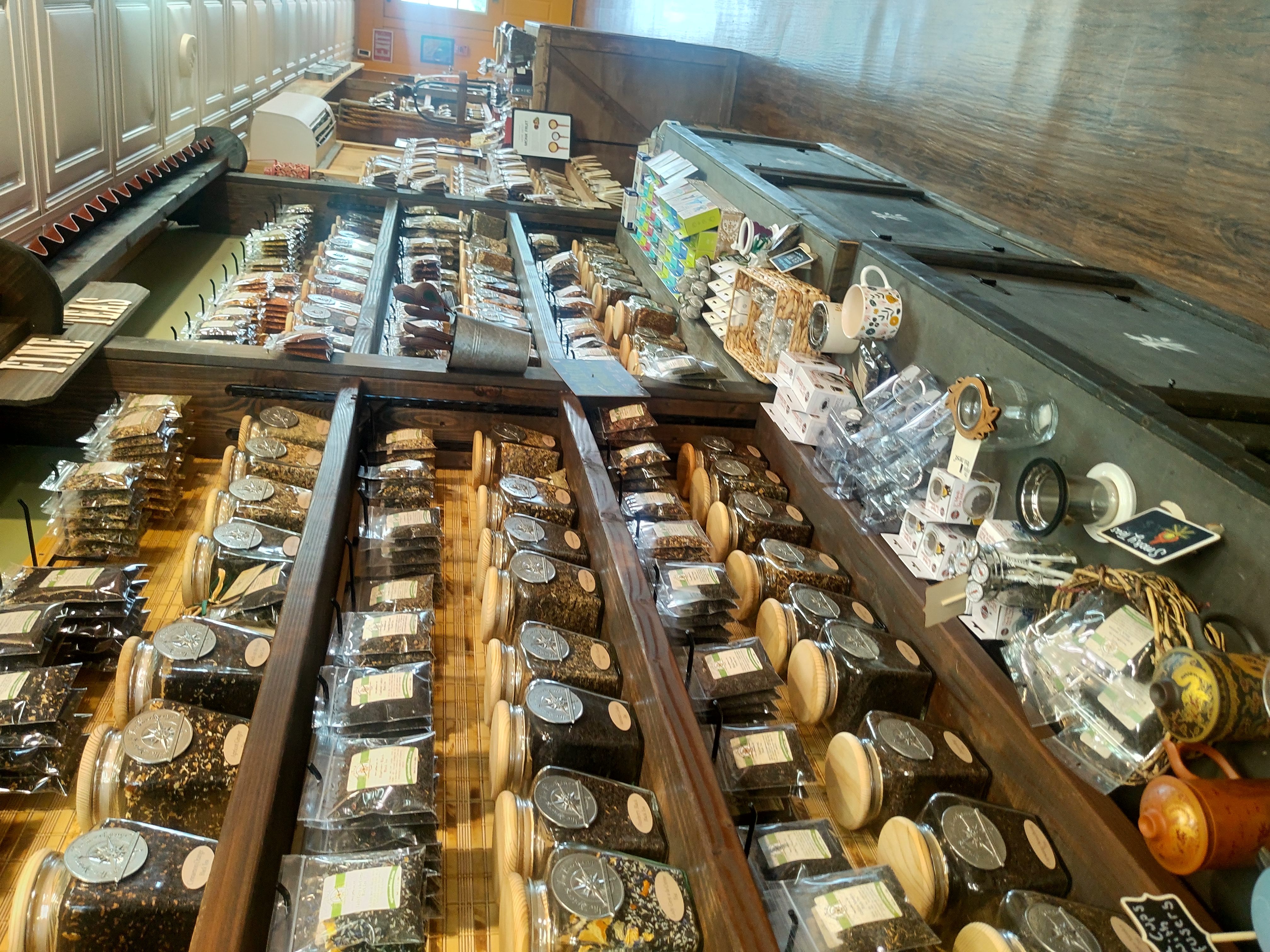 Tea Wall - Over 100 tea blends to choose from.
