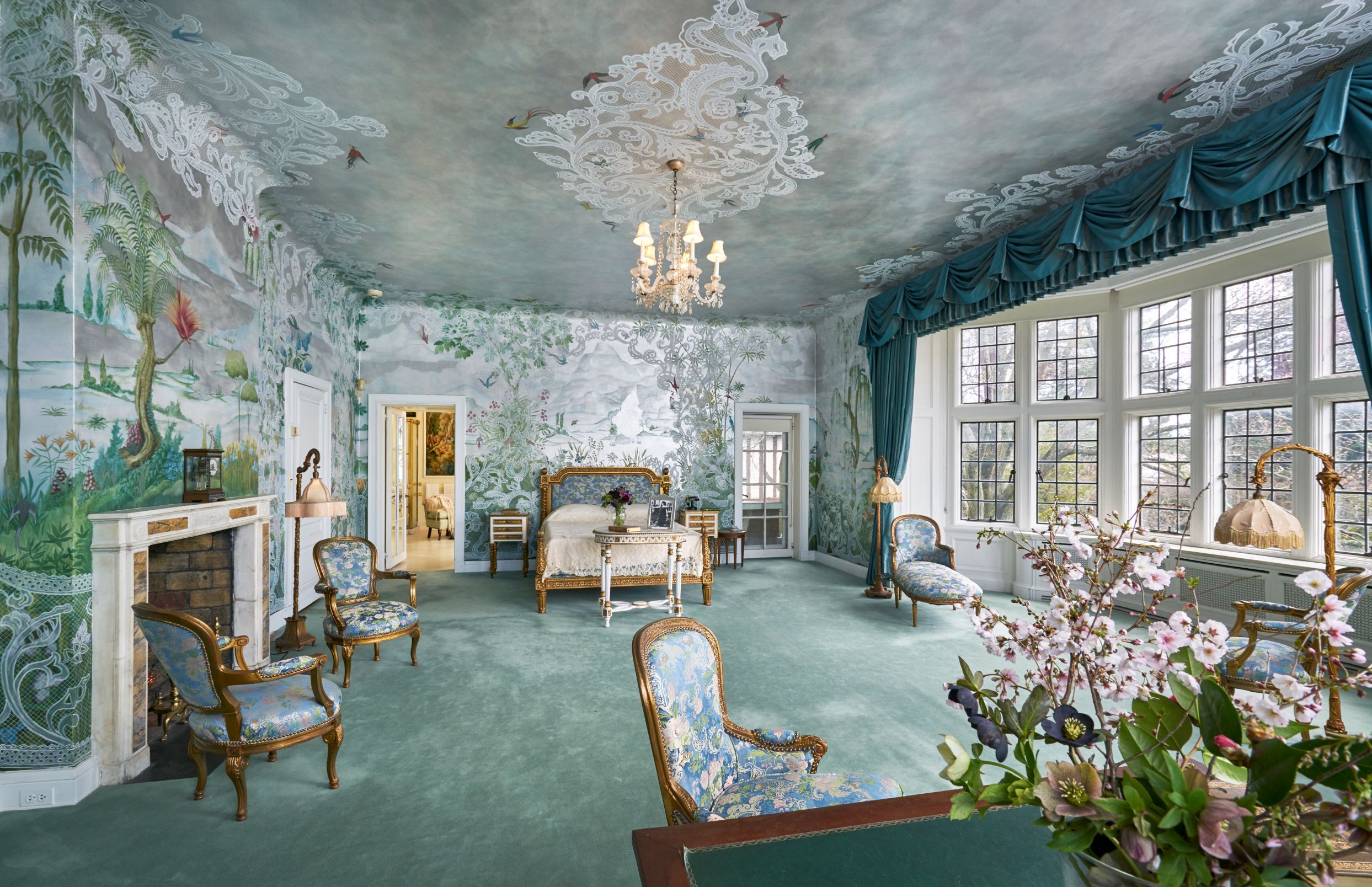 Mai Coe's Bedroom - This stunning room features the recreated mural originally painted by Robert Winthrop Chanler.