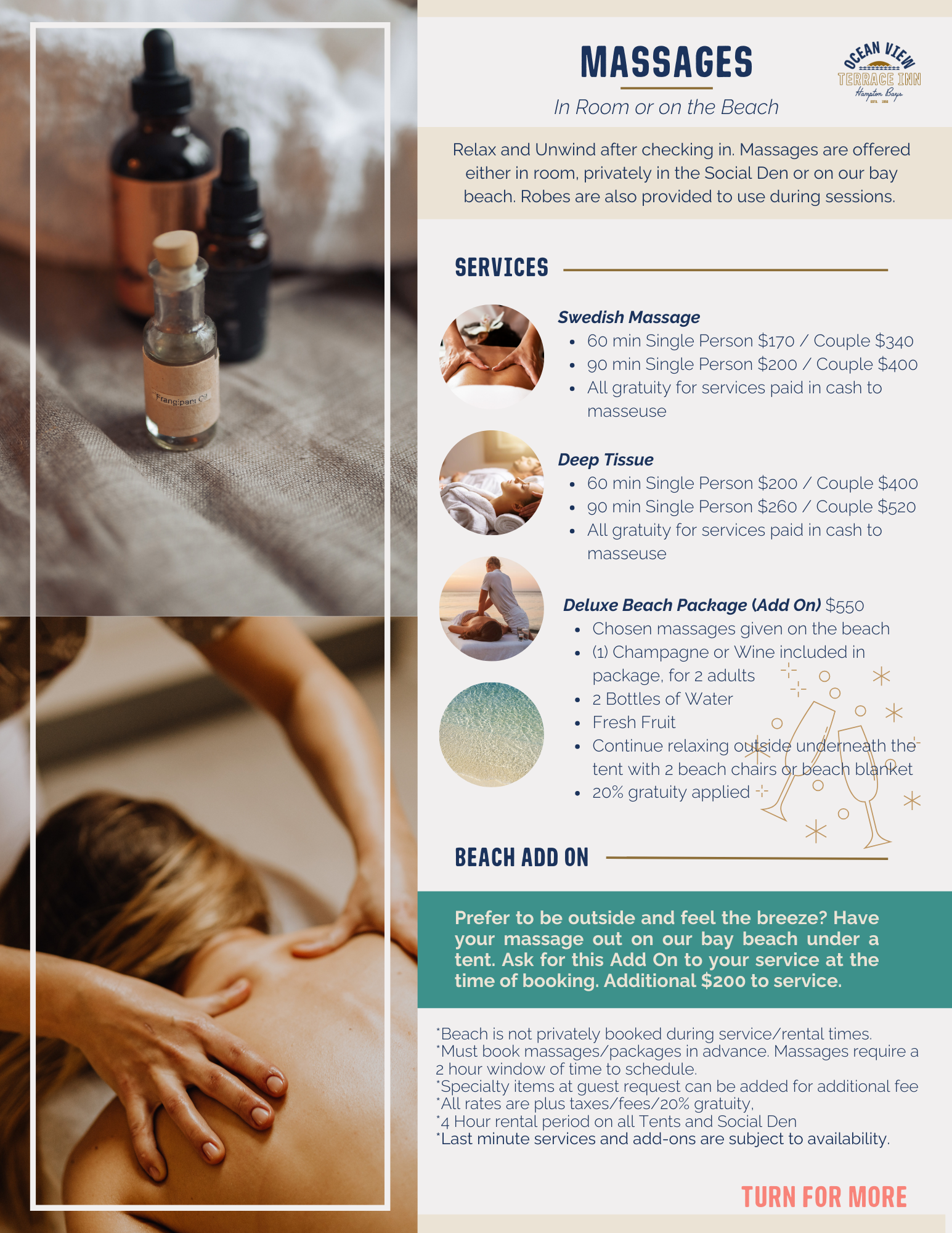Massage Packages - In Room or Beach Massages