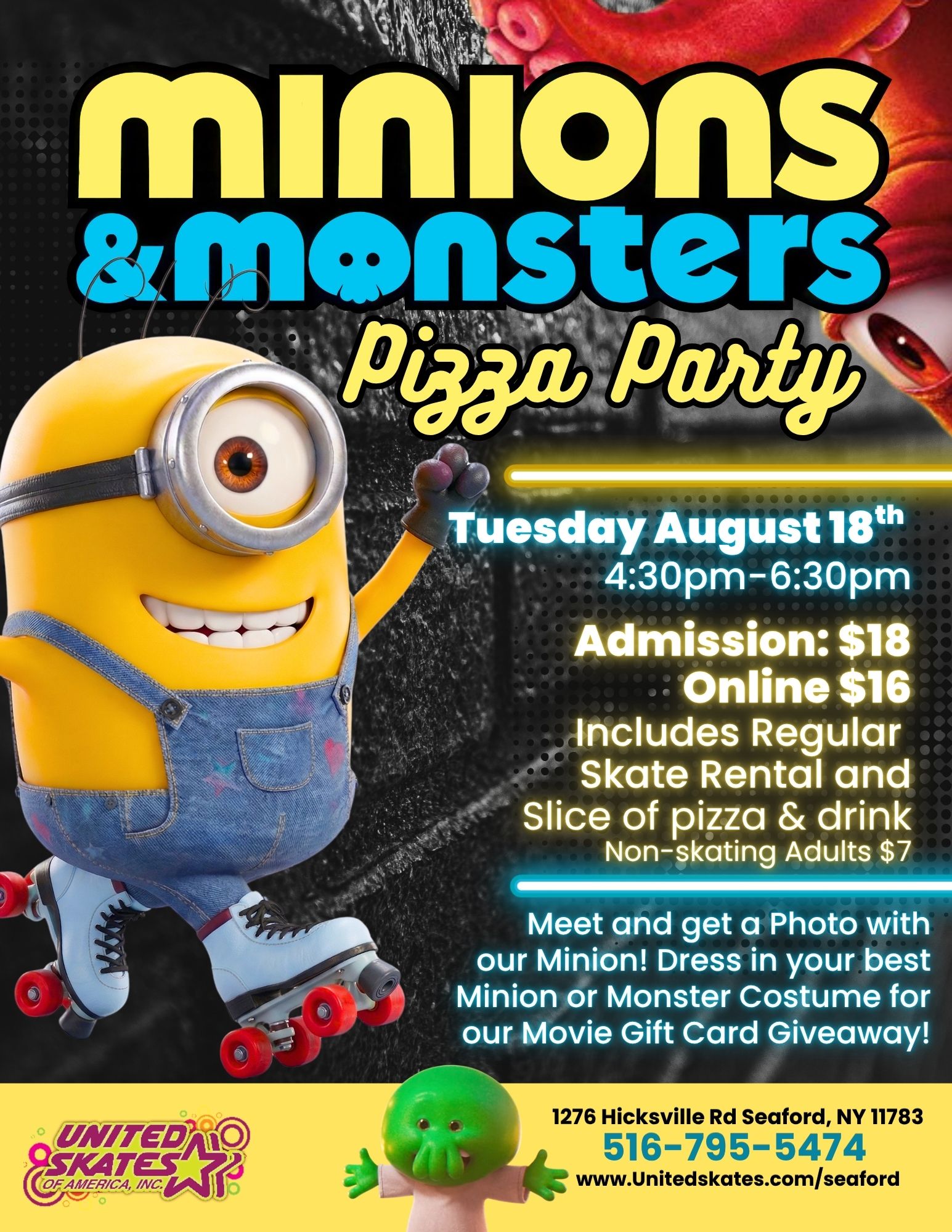 8/18/26 MINIONSu202f&u202fMONSTERSu202fPIZZAu202fPARTY!