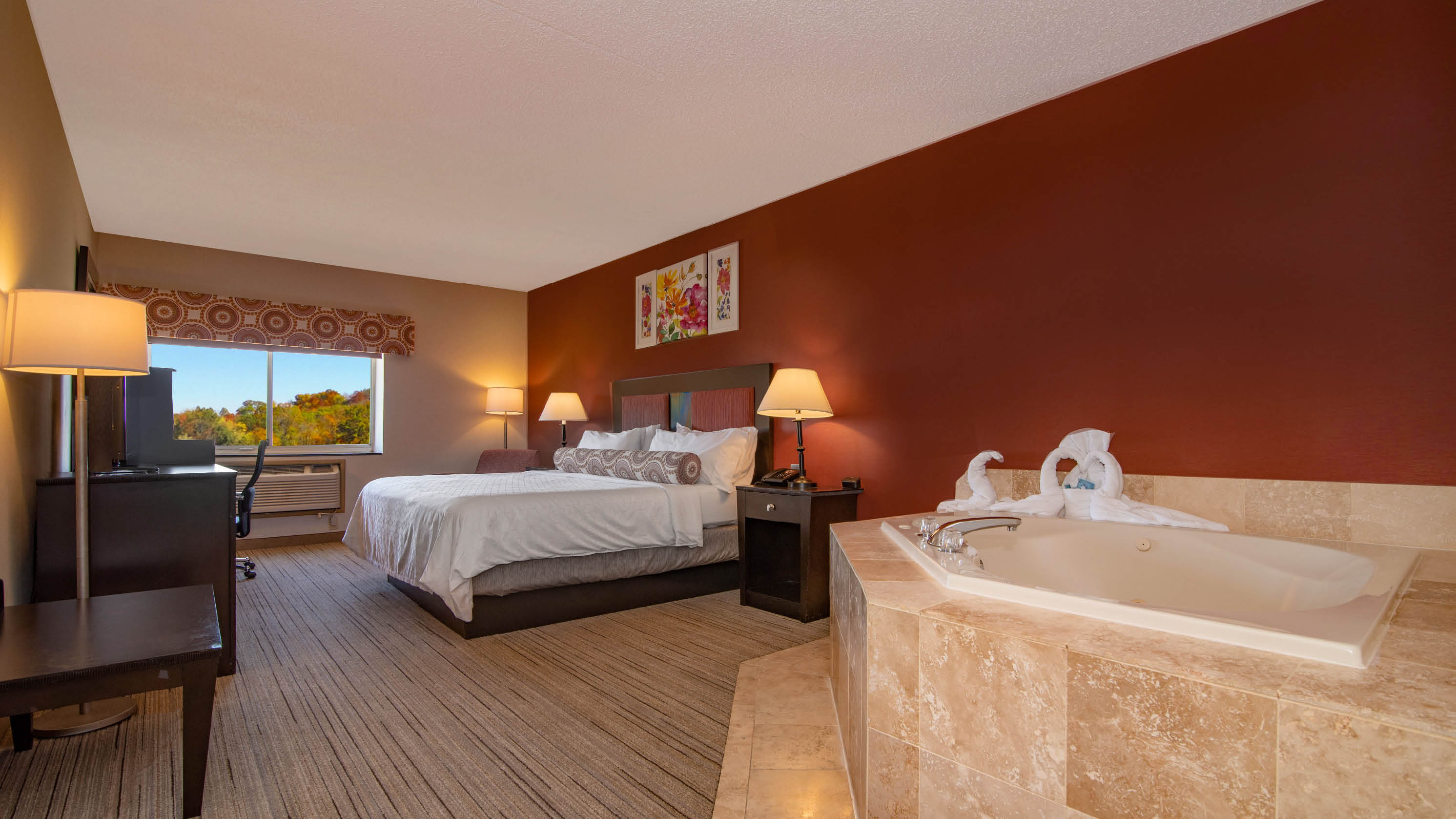 Our deluxe PINK SWEET with in room jacuzzi gives proceeds to breast cancer research!